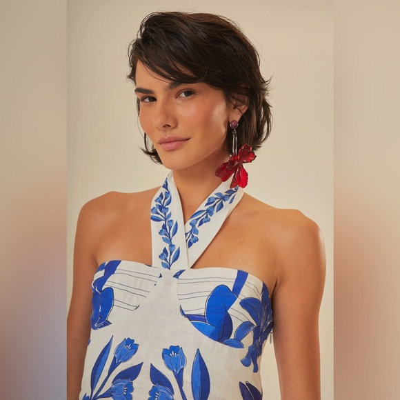 FARM RIO Off-White Blue Yard Sleeveless Maxi Dress - Picture 3 of 7